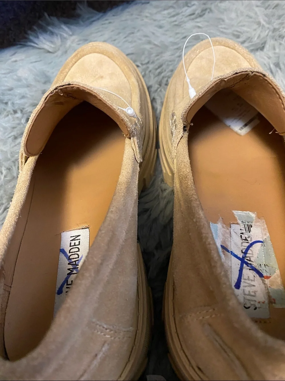 Steve Madden Woman’s Tan Suede Lug Sole Penny Loafers